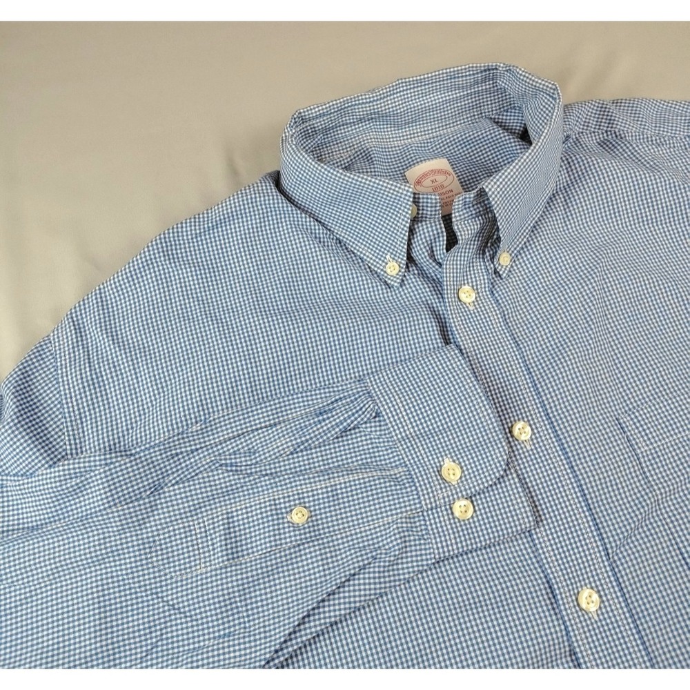 Brooks Brothers 1818 Madison Men's XL L/S Blue Glenn Plaid Dress Shirt Non Iron